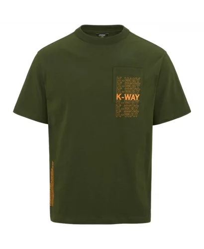 Acheter K-Way T-shirt Kway Col Rond En Coton Fantome Lettering Pocket Green Cypress K5127gw - K5127GW A01