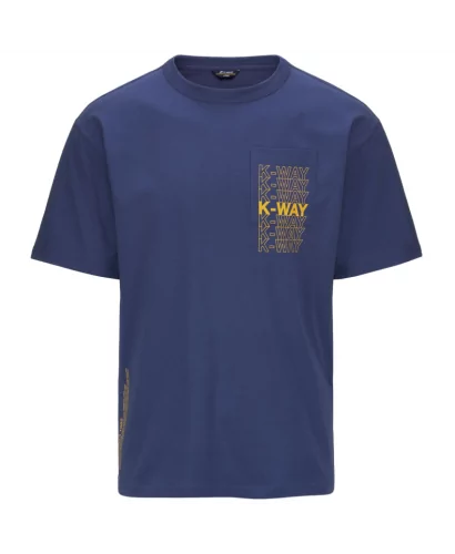 Acheter K-Way T-shirt Kway Col Rond En Coton Fantome Lettering Pocket Blue Fiord K5127gw - K5127GW A01