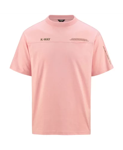 Acheter K-Way T-shirt Kway Col Rond En Coton Fantome Lettering Pocket Pink Powder K5127gw - K5127GW ANZ