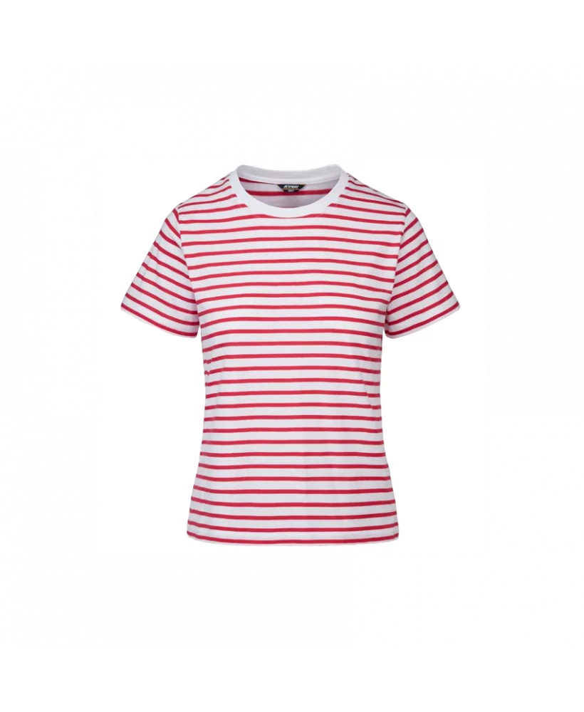 Acheter K-Way Tshirt K-way en coton pour femme AMALIA STRIPES White Red Berry - K7115LW AIT - Vertigo Store