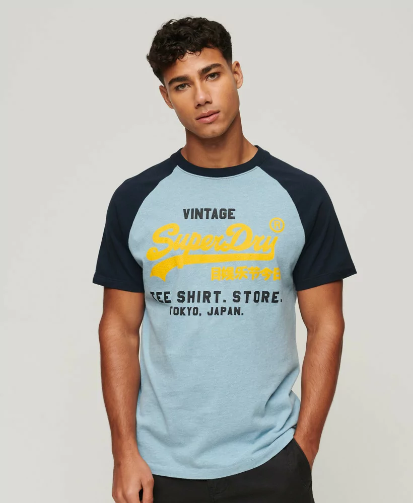 Acheter Superdry T-shirt Vintage bleu pierre chiné/bleu marine éclipse - M1011621A 7PU - Vertigo Store