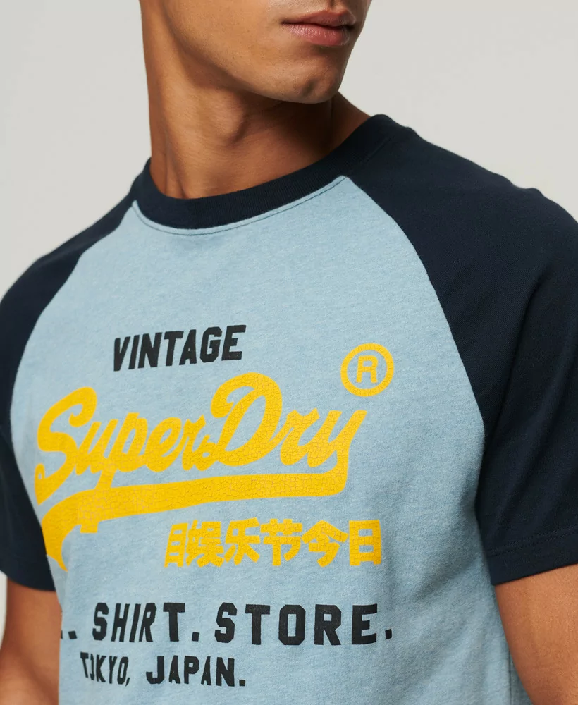 Acheter Superdry T-shirt Vintage bleu pierre chiné/bleu marine éclipse - M1011621A 7PU - Vertigo Store