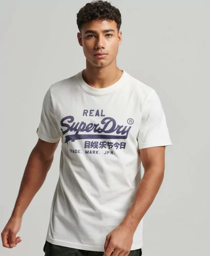 Acheter Superdry T-shirt à logo Vintage écru - M1011472A 39E - Vertigo Store