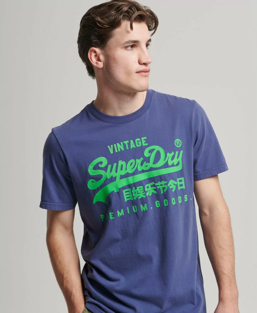 Superdry T-shirt Vintage Logo bleu frontière - M1011478A NG7 - Vertigo