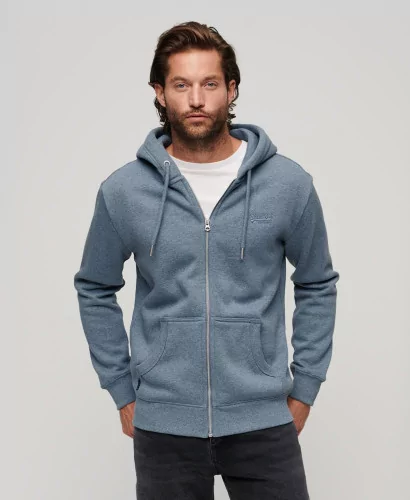 Acheter Superdry Sweat à capuche zippé à logo Essential bleu - M2013116A 9OV - Vertigo Store