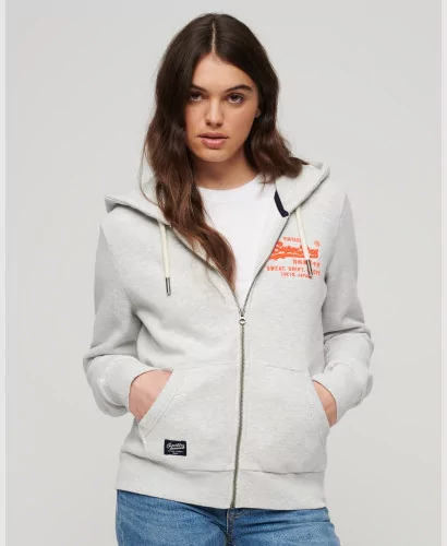 Acheter Superdry Sweat zippé à capuche avec logo vintage fluo gris et orange -W2011988A 5WB à 89,99 €